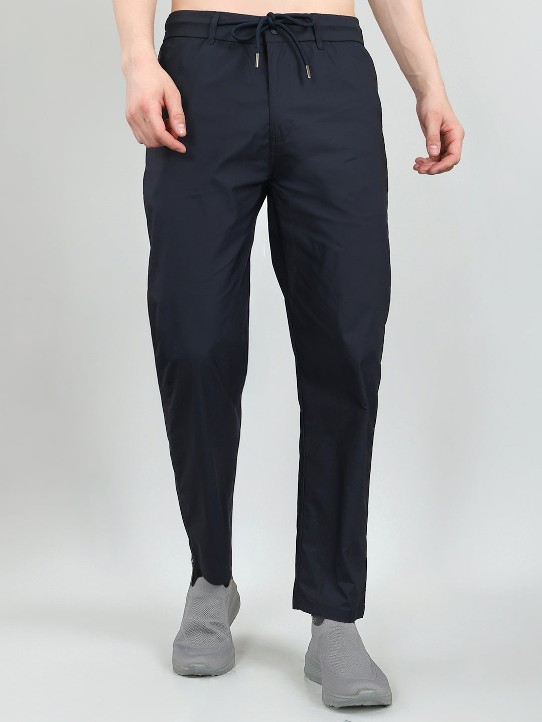 Men Navy Blue Solid Regular Fit Lower