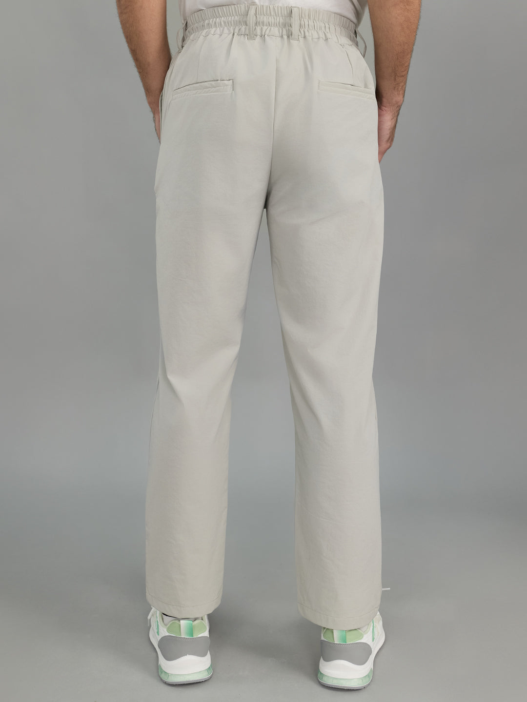 Men Light Grey Solid Regular Fit Lower