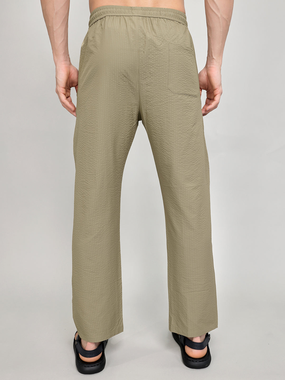 Men Beige Solid Regular Fit Lower