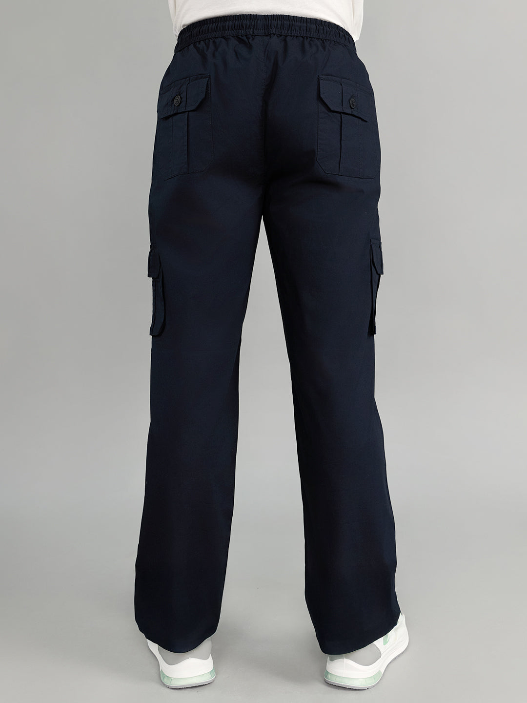 Men Navy Blue Solid Regular Fit Lower