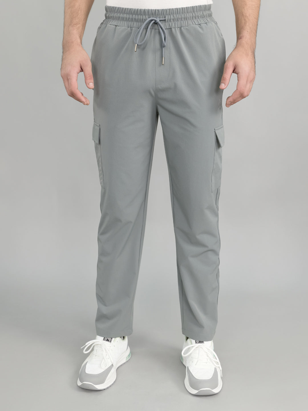 Men Light Grey Solid Regular Fit Lower