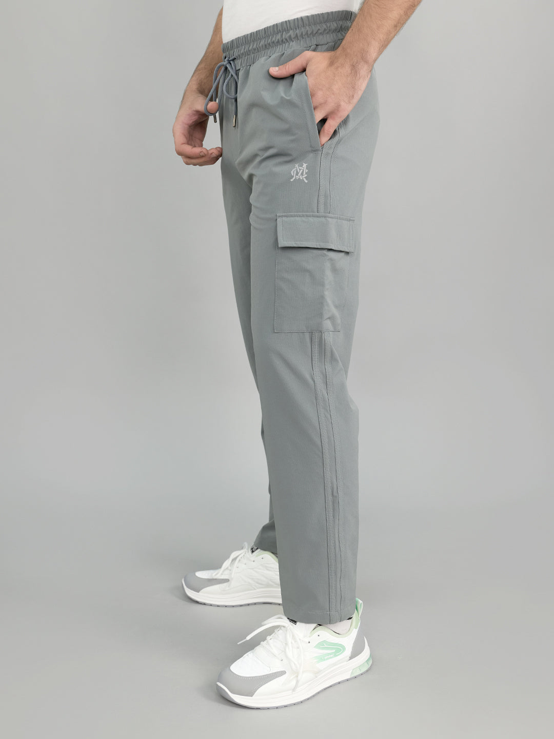 Men Light Grey Solid Regular Fit Lower