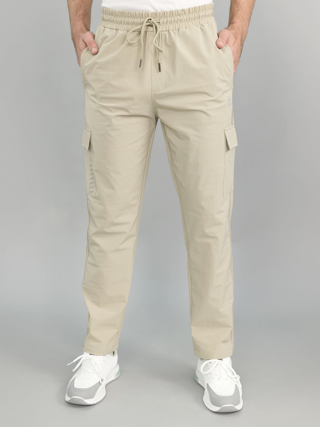 Men Beige Solid Regular Fit Lower