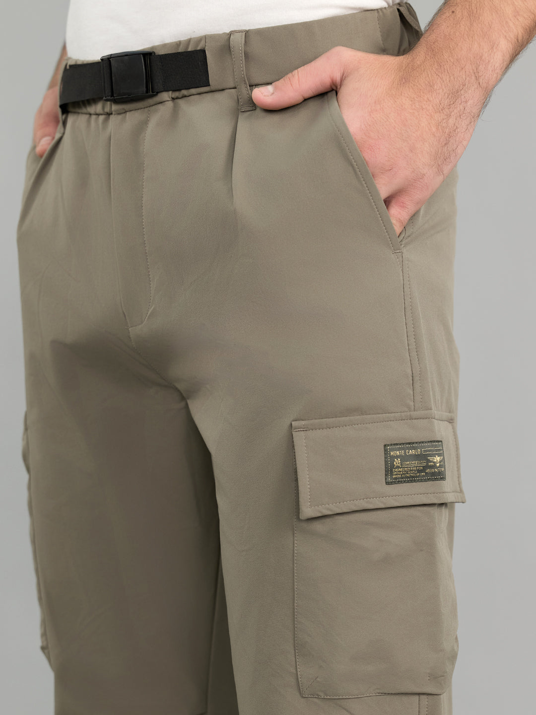 Men Light Brown Solid Regular Fit Lower