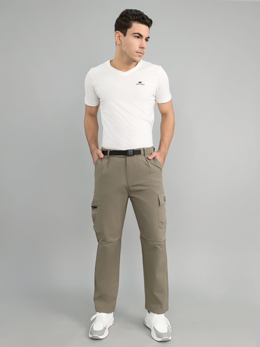Men Light Brown Solid Regular Fit Lower