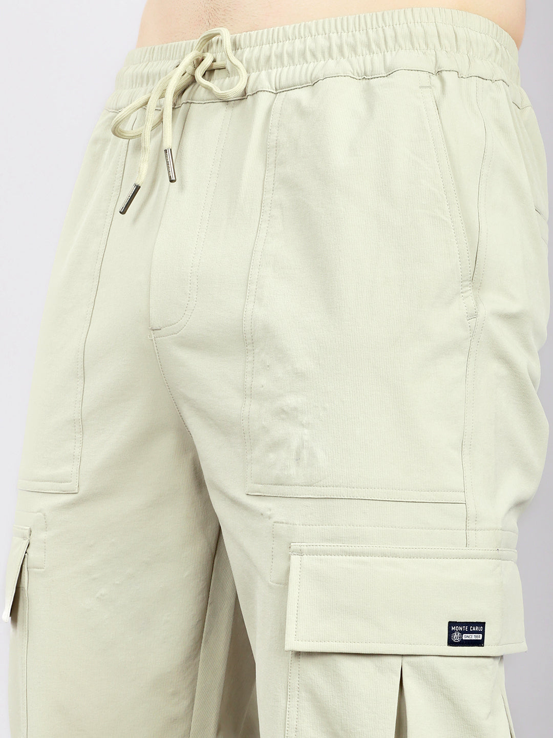 Men Beige Solid Regular Fit Lower