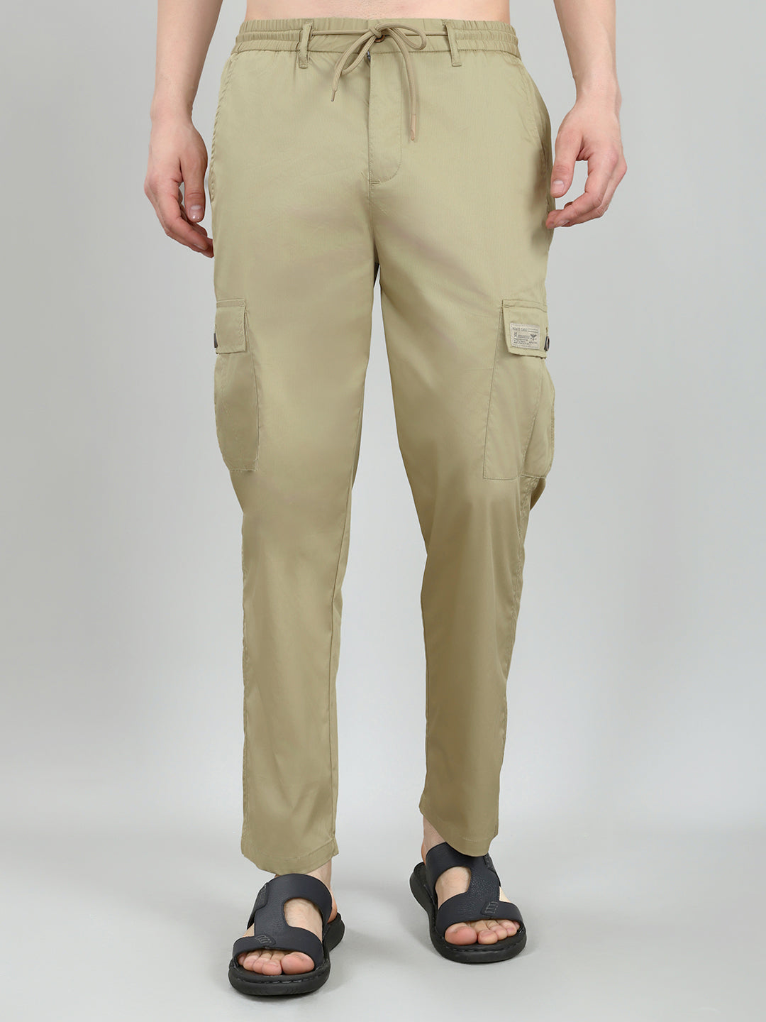 Men Beige Solid Regular Fit Lower