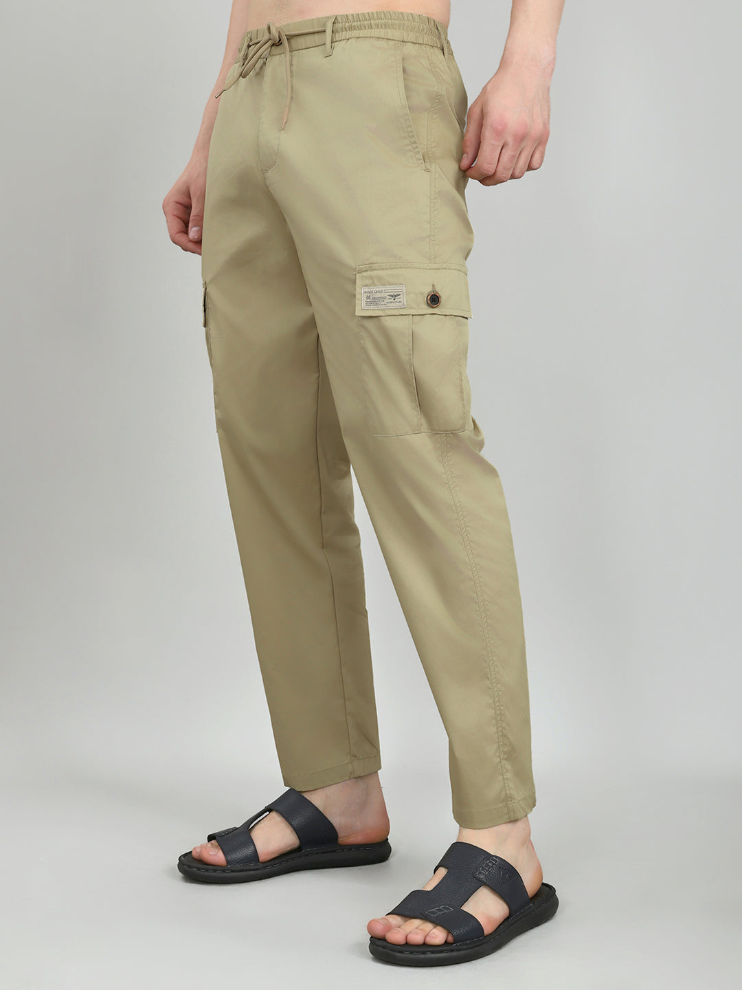 Men Beige Solid Regular Fit Lower