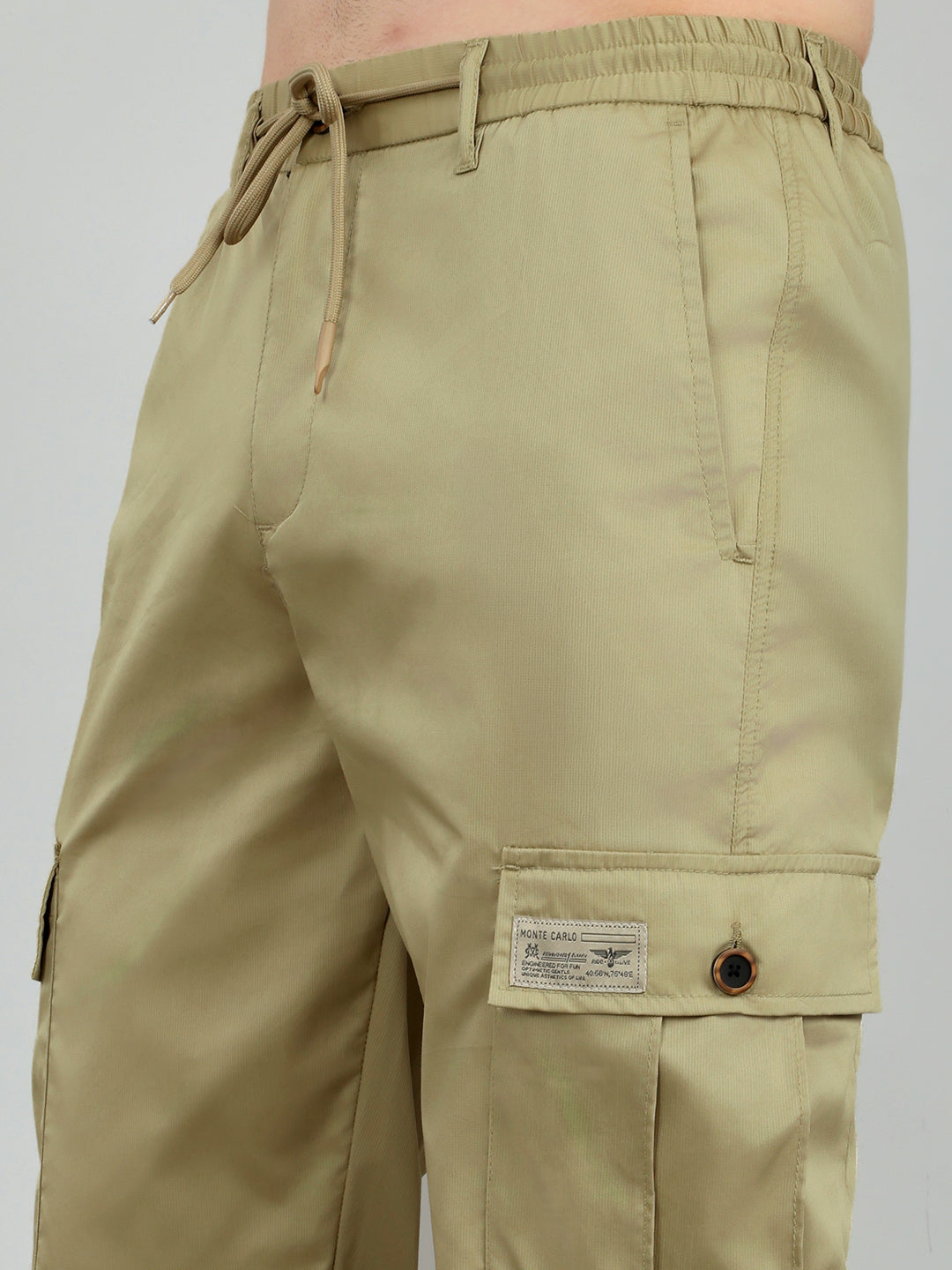 Men Beige Solid Regular Fit Lower