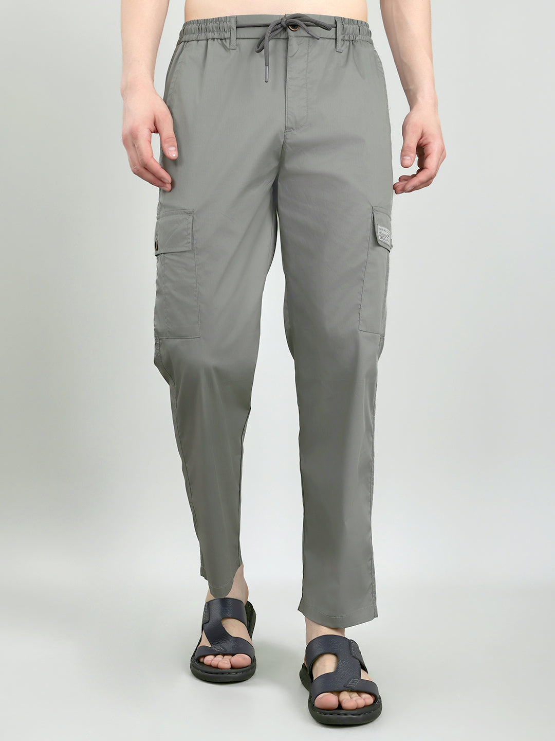 Men Grey Solid Regular Fit Lower