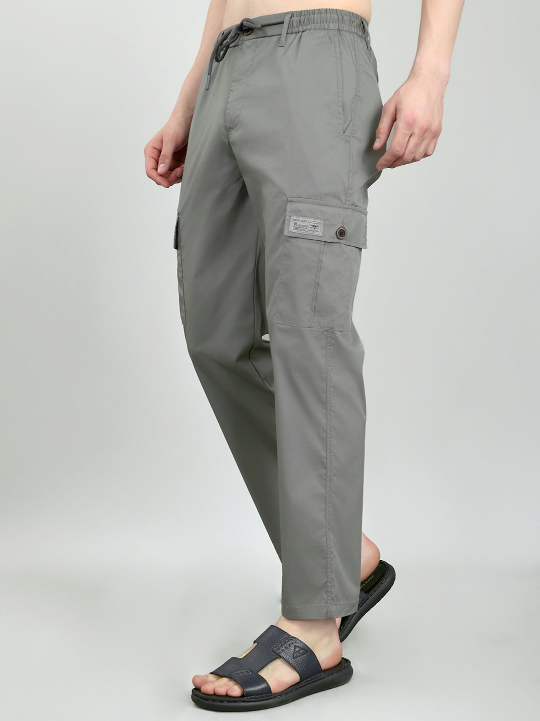 Men Grey Solid Regular Fit Lower