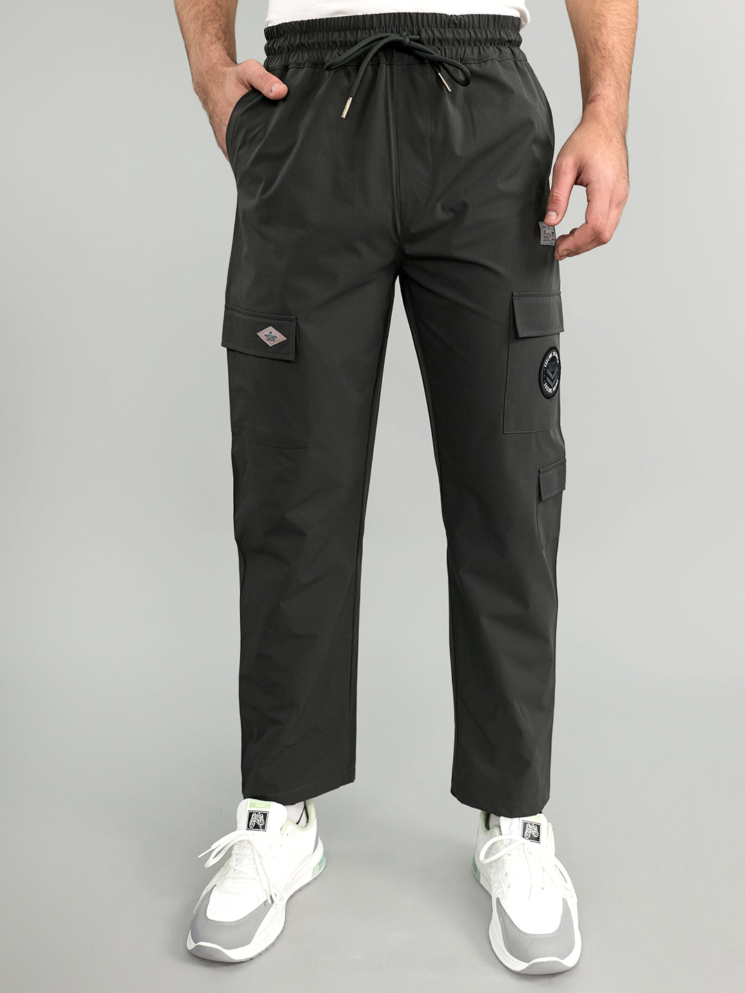 Men Grey Solid Regular Fit Lower