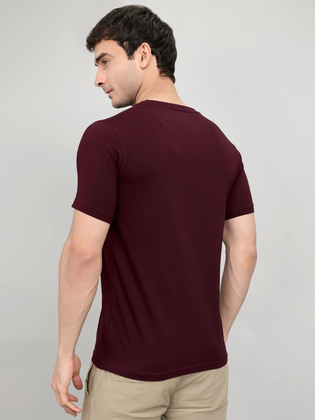Men Maroon Printed Round Neck Half Sleeve T-Shirt