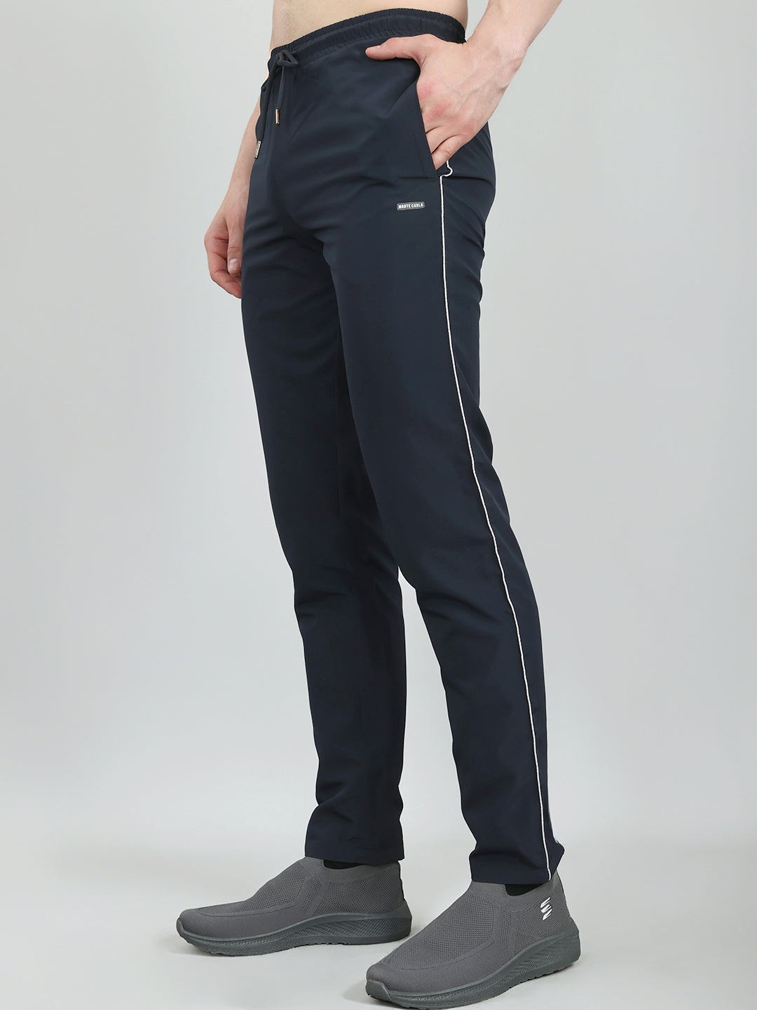 Men Navy Blue Solid Regular Fit Lower