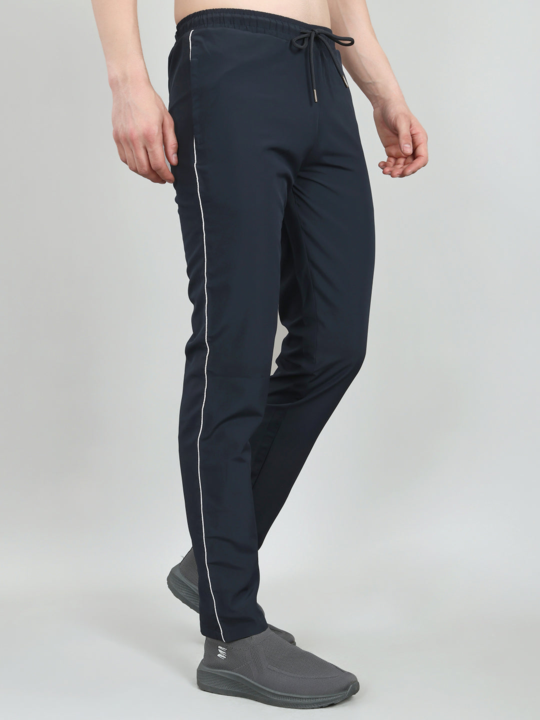 Men Navy Blue Solid Regular Fit Lower