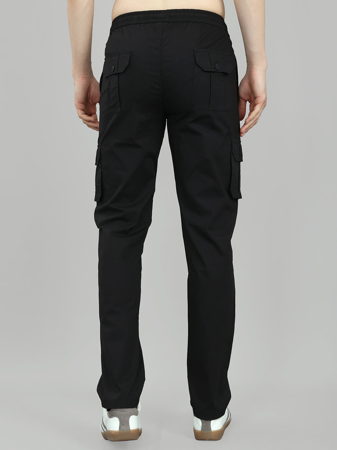 Men Black Solid Regular Fit Cargo Lower