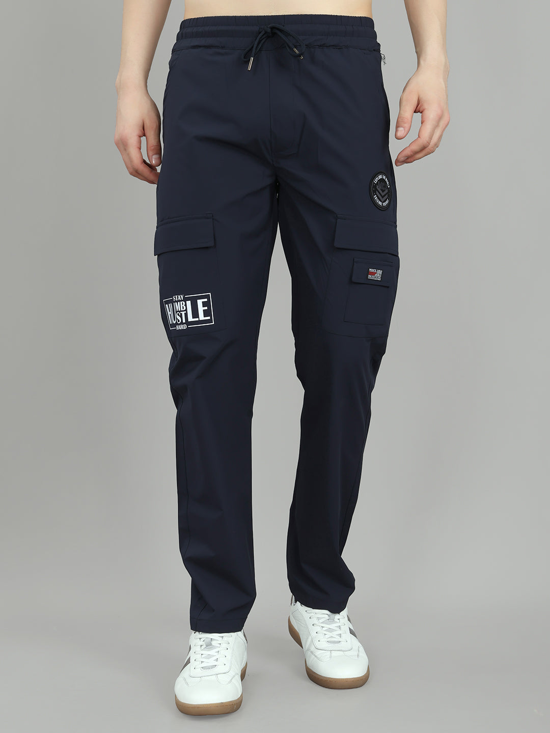 Men Navy Blue Solid Regular Fit Lower