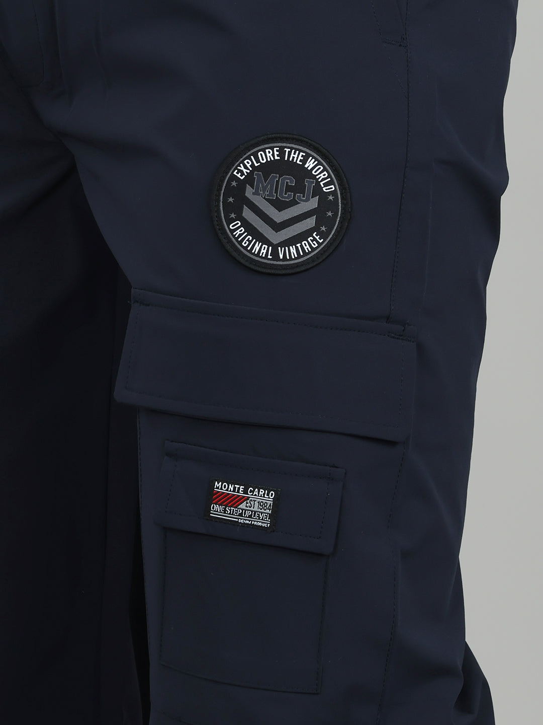 Men Navy Blue Solid Regular Fit Lower