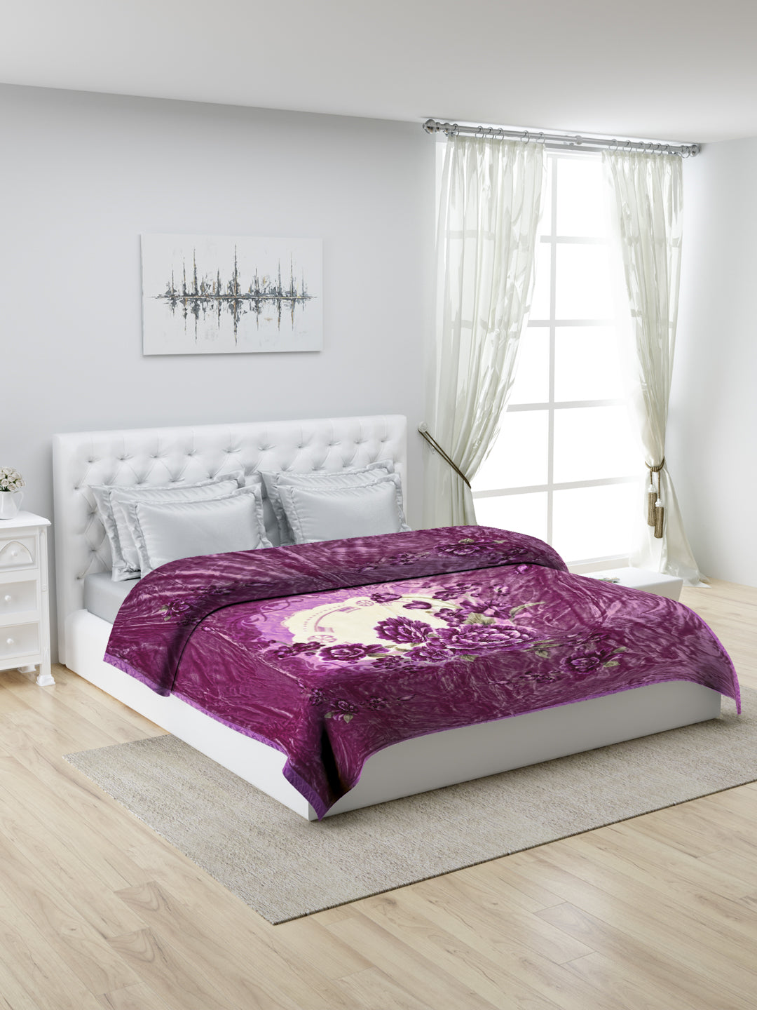 Printed Double Bed 947 GSM Blanket Angel Gold 1 Ply (Weight 5 kg)