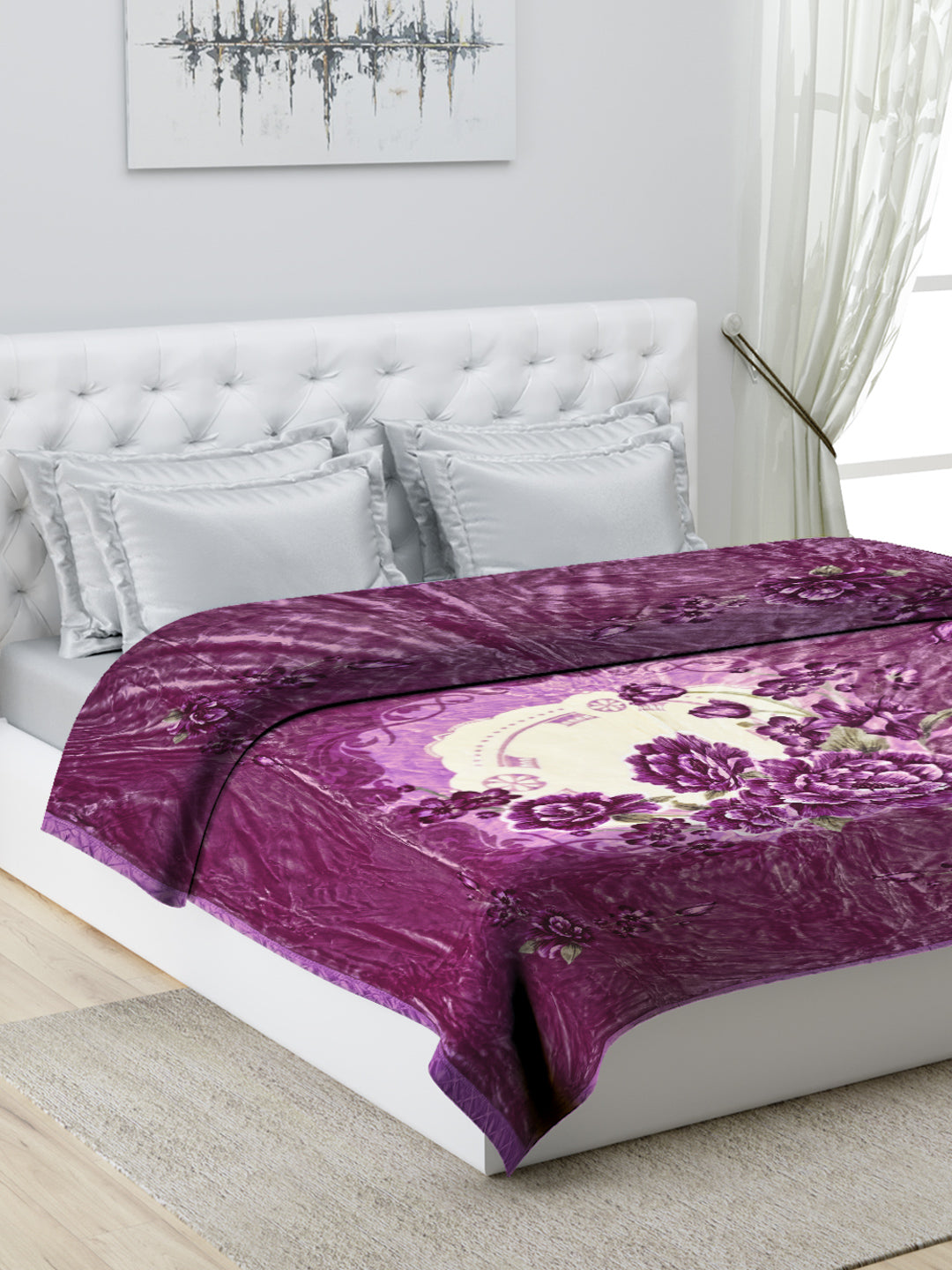 Printed Double Bed 947 GSM Blanket Angel Gold 1 Ply (Weight 5 kg)