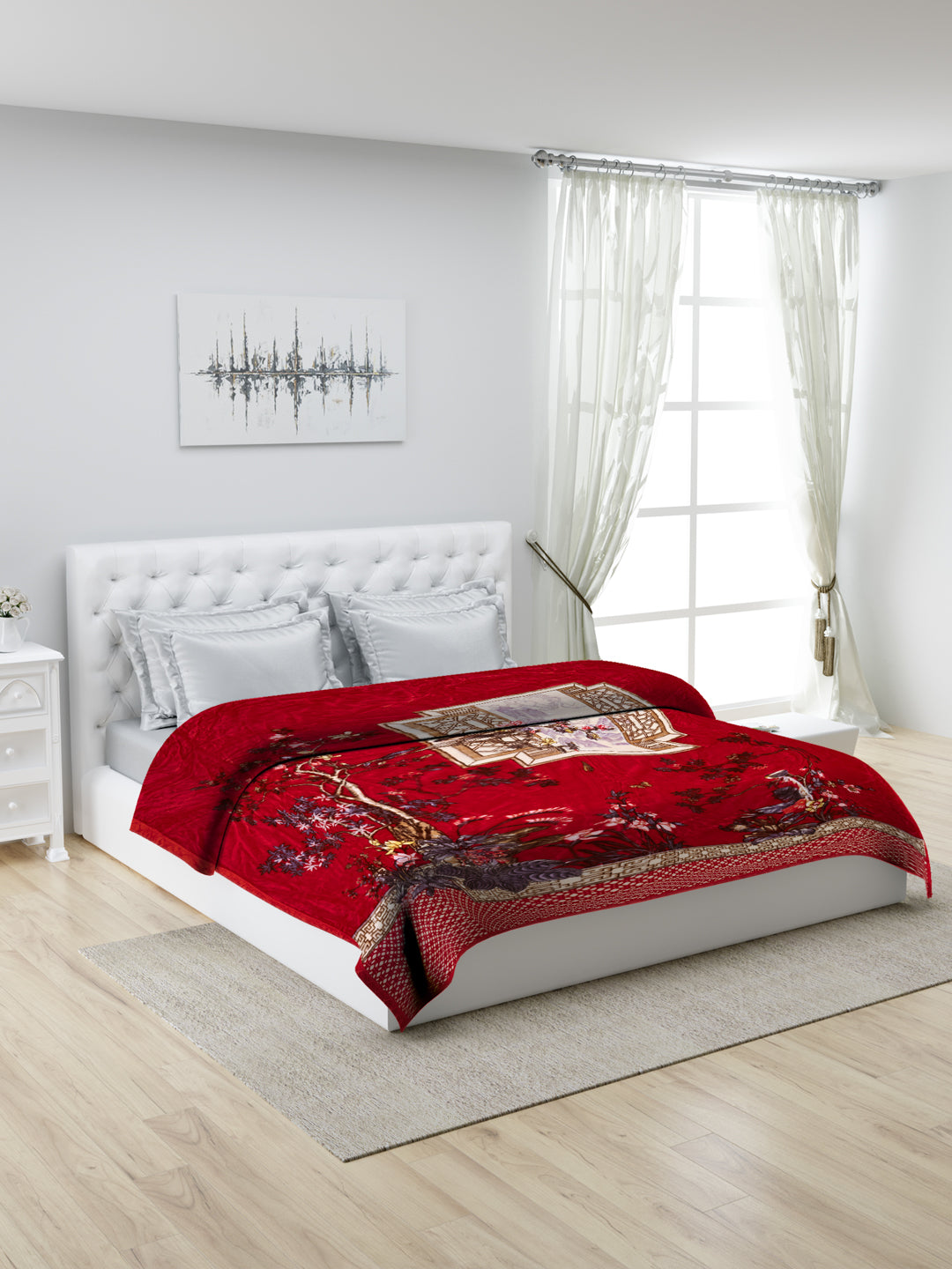Printed Double Bed 947 GSM Blanket Angel Gold 1 Ply (Weight 5 kg)