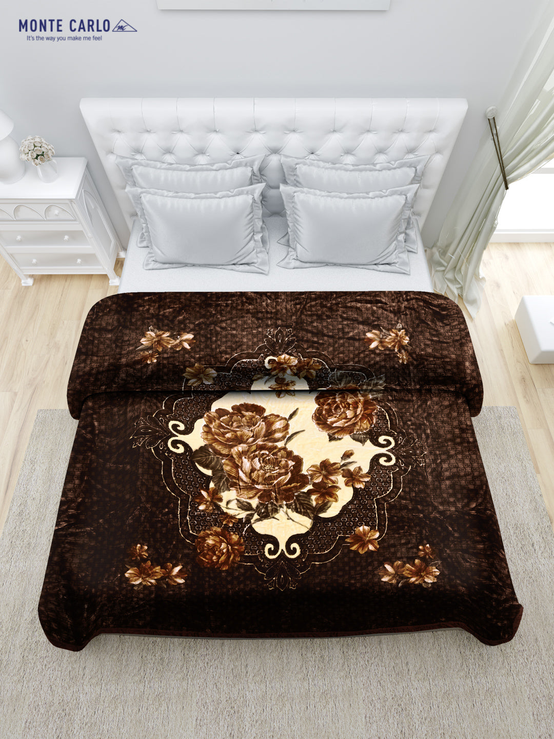 Printed Double Bed 947 GSM Blanket Angel Gold 1 Ply (Weight 5 kg)