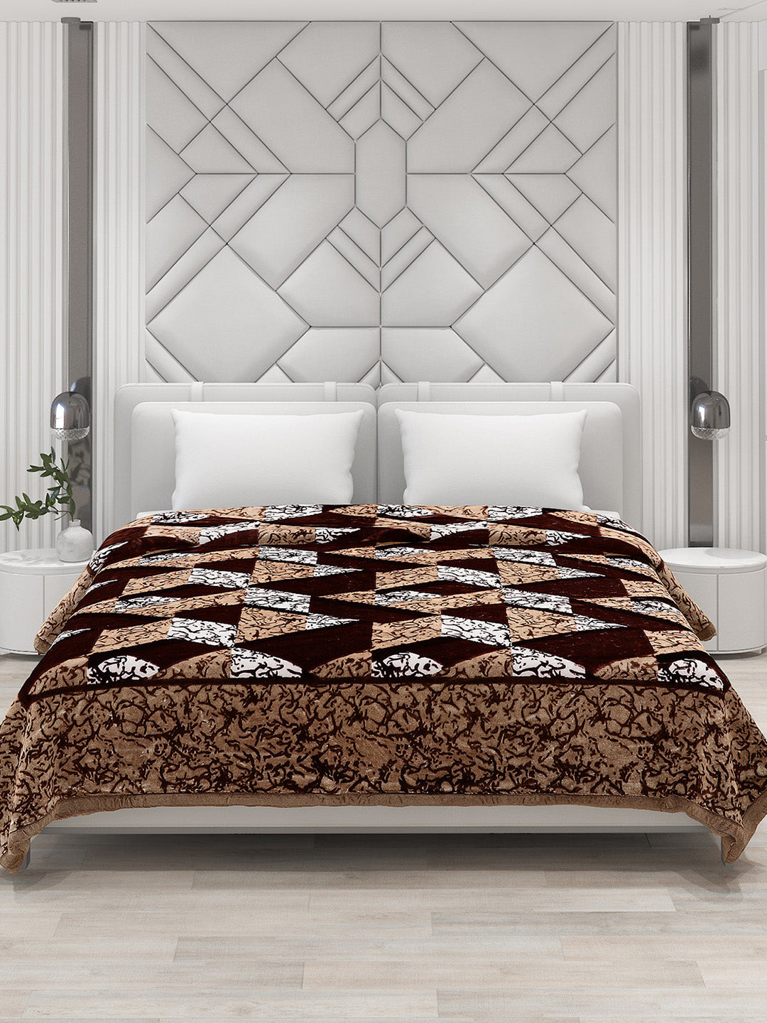 Printed Double Bed 1041 GSM Blanket Apricot 2 Ply (Weight 5.5 kg)