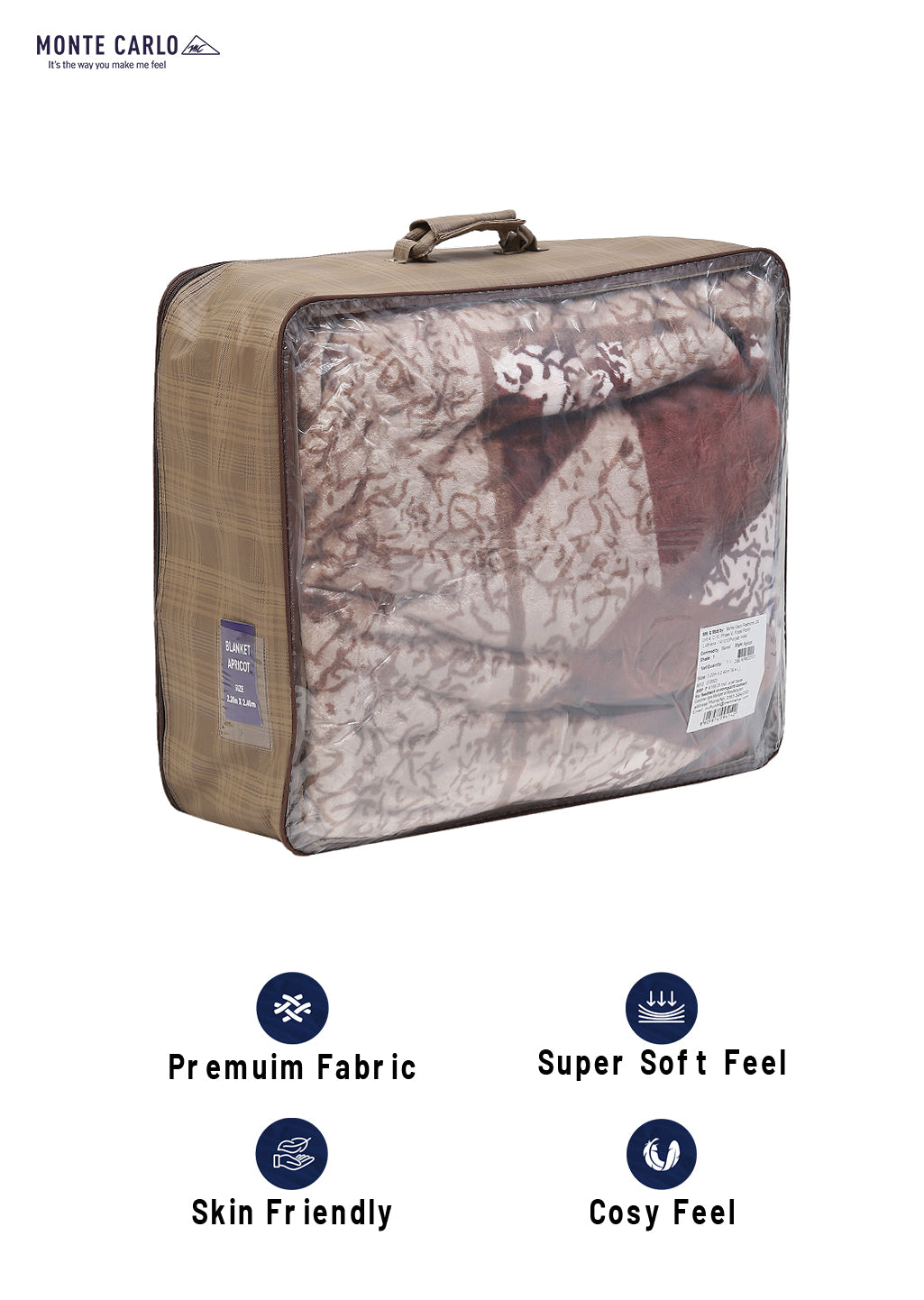 Printed Double Bed 1041 GSM Blanket Apricot 2 Ply (Weight 5.5 kg)