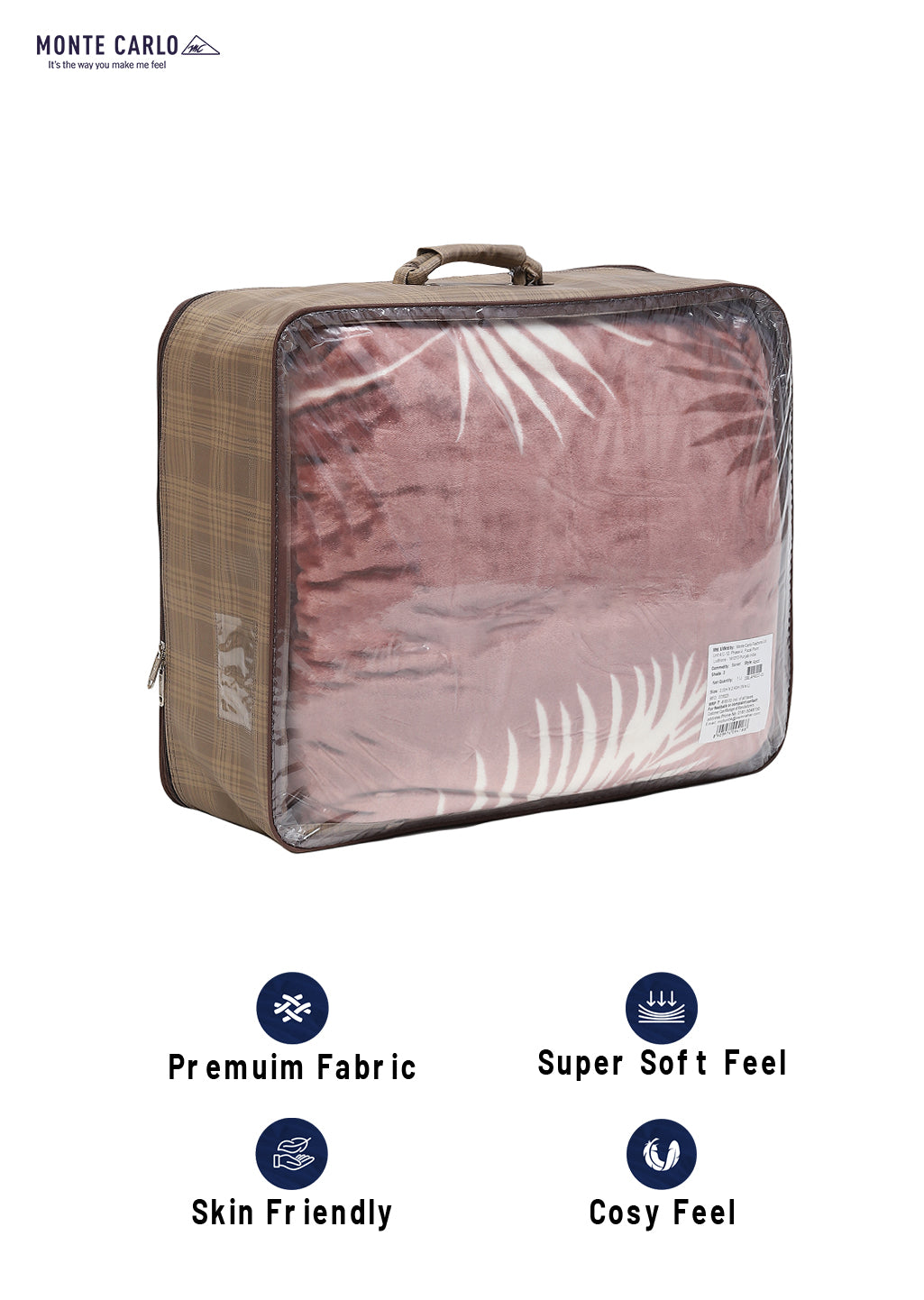 Printed Double Bed 1041 GSM Blanket Apricot 2 Ply (Weight 5.5 kg)