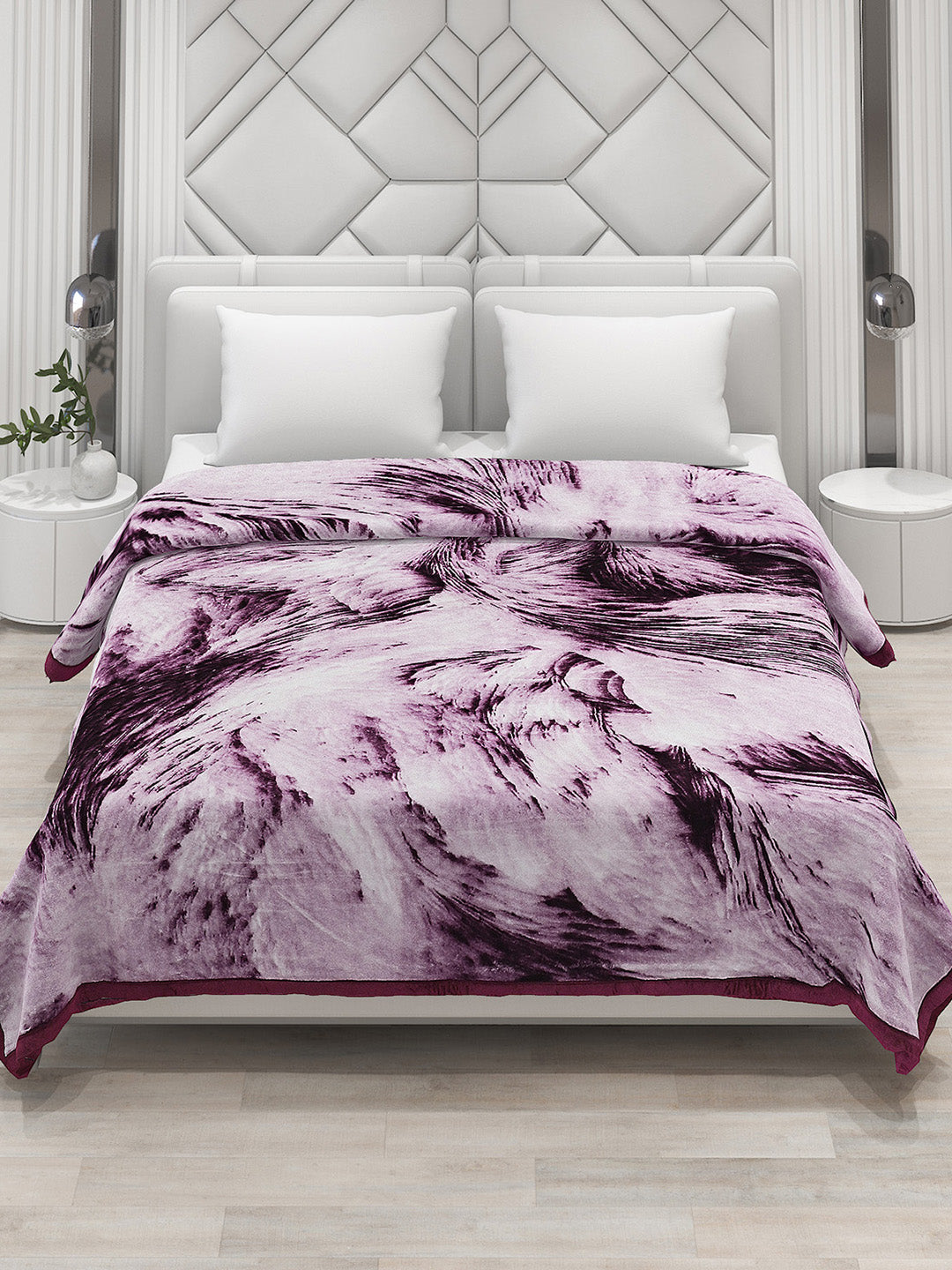 Printed Double Bed 1041 GSM Blanket Apricot 2 Ply (Weight 5.5 kg)