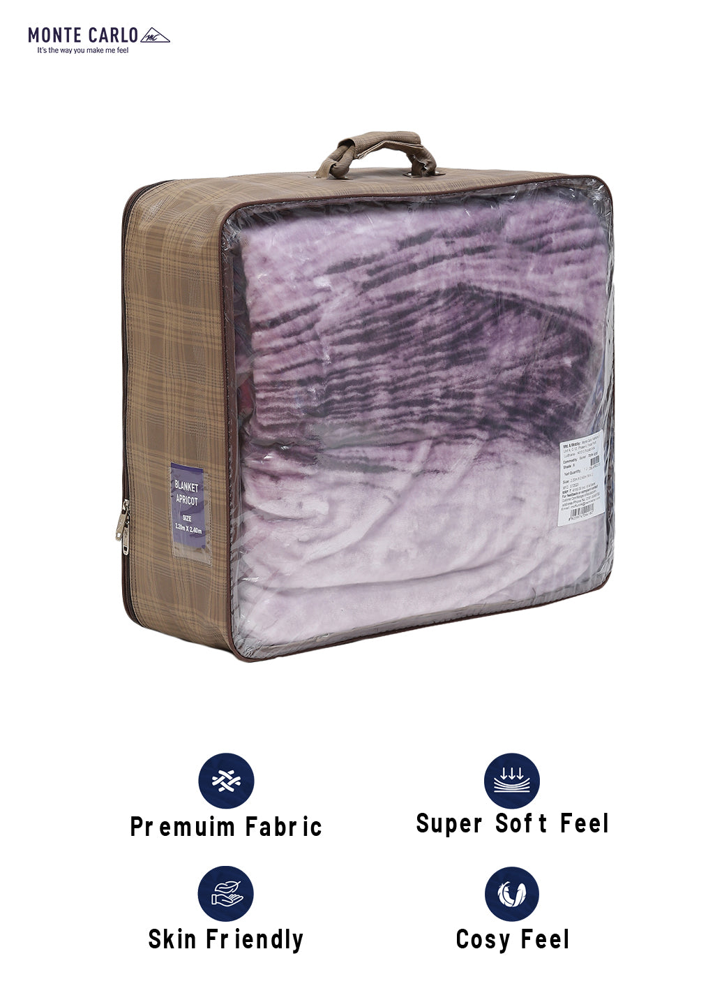 Printed Double Bed 1041 GSM Blanket Apricot 2 Ply (Weight 5.5 kg)