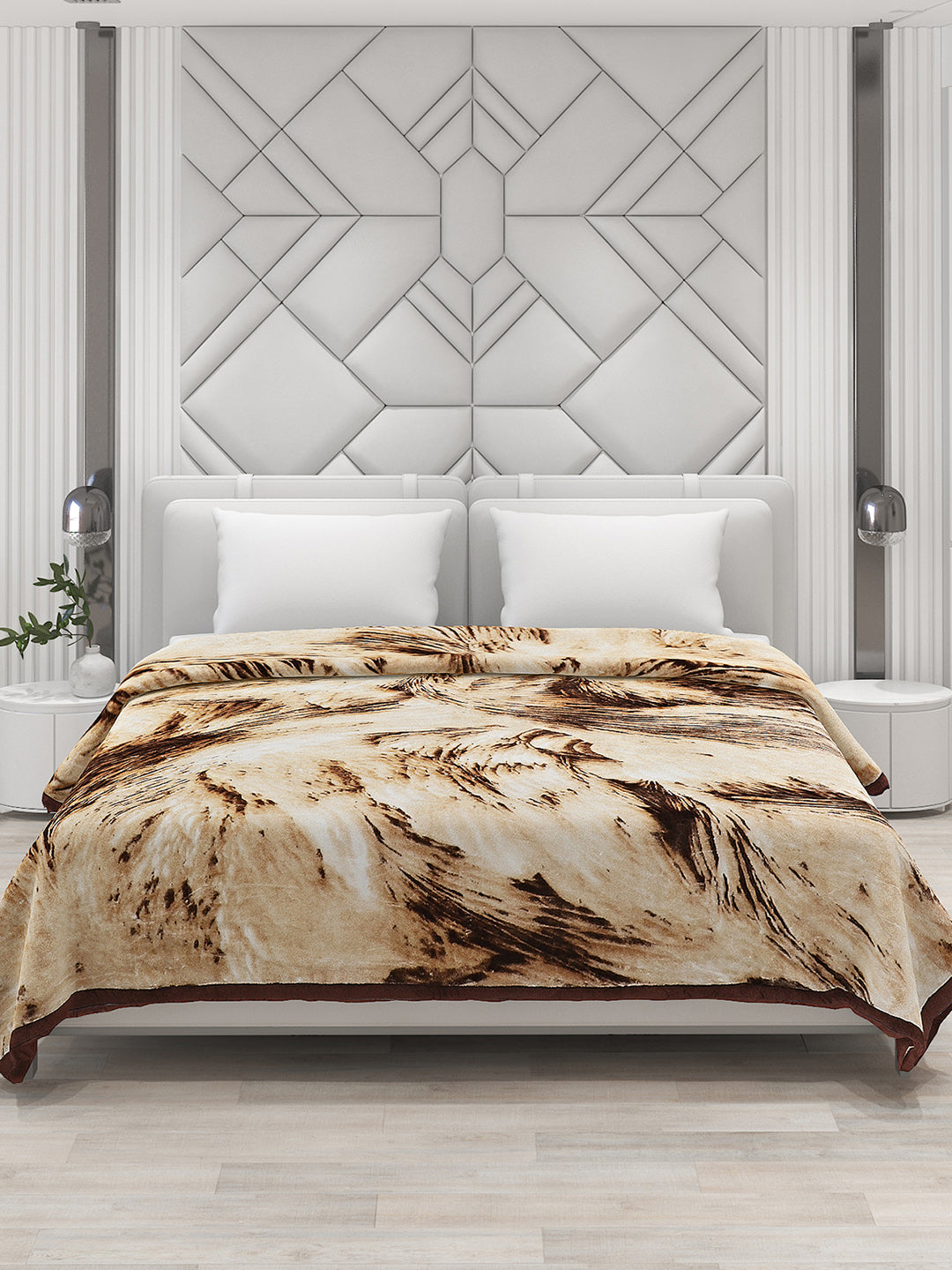 Printed Double Bed 1041 GSM Blanket Apricot 2 Ply (Weight 5.5 kg)