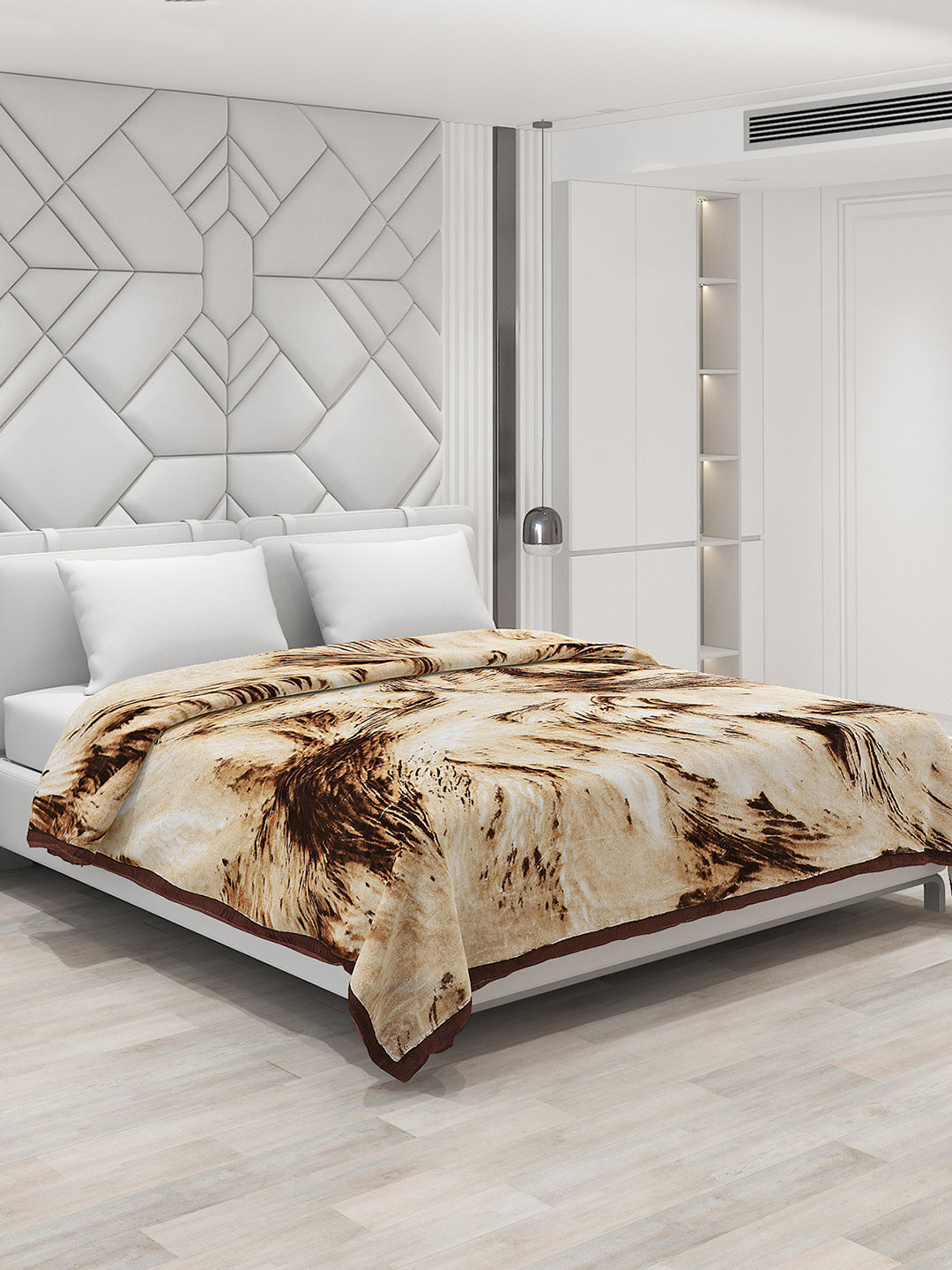 Printed Double Bed 1041 GSM Blanket Apricot 2 Ply (Weight 5.5 kg)