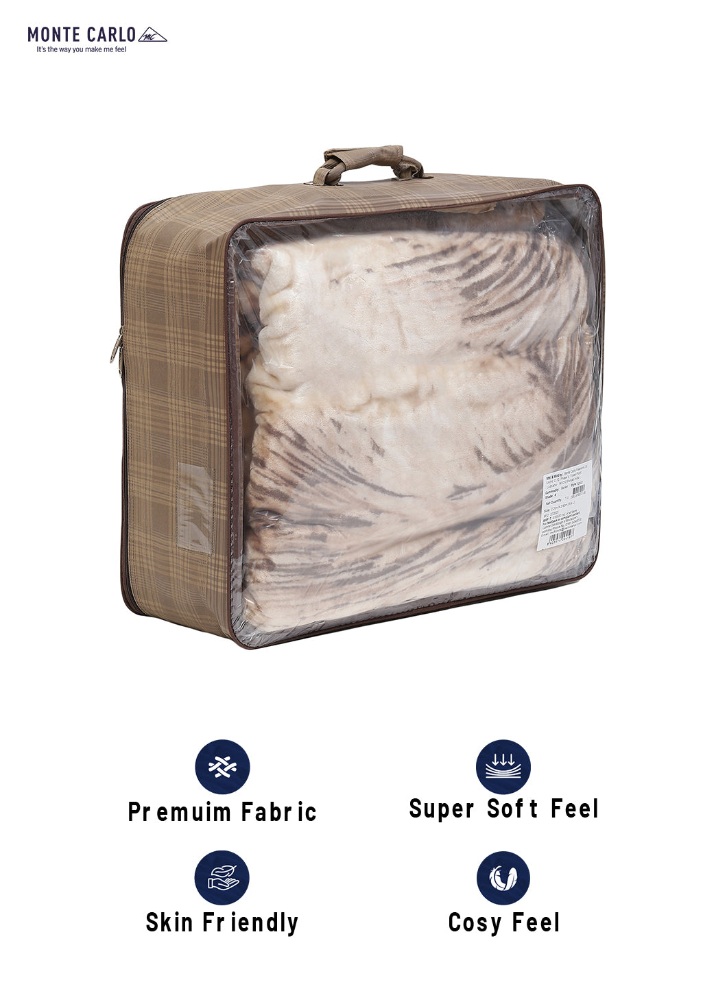 Printed Double Bed 1041 GSM Blanket Apricot 2 Ply (Weight 5.5 kg)