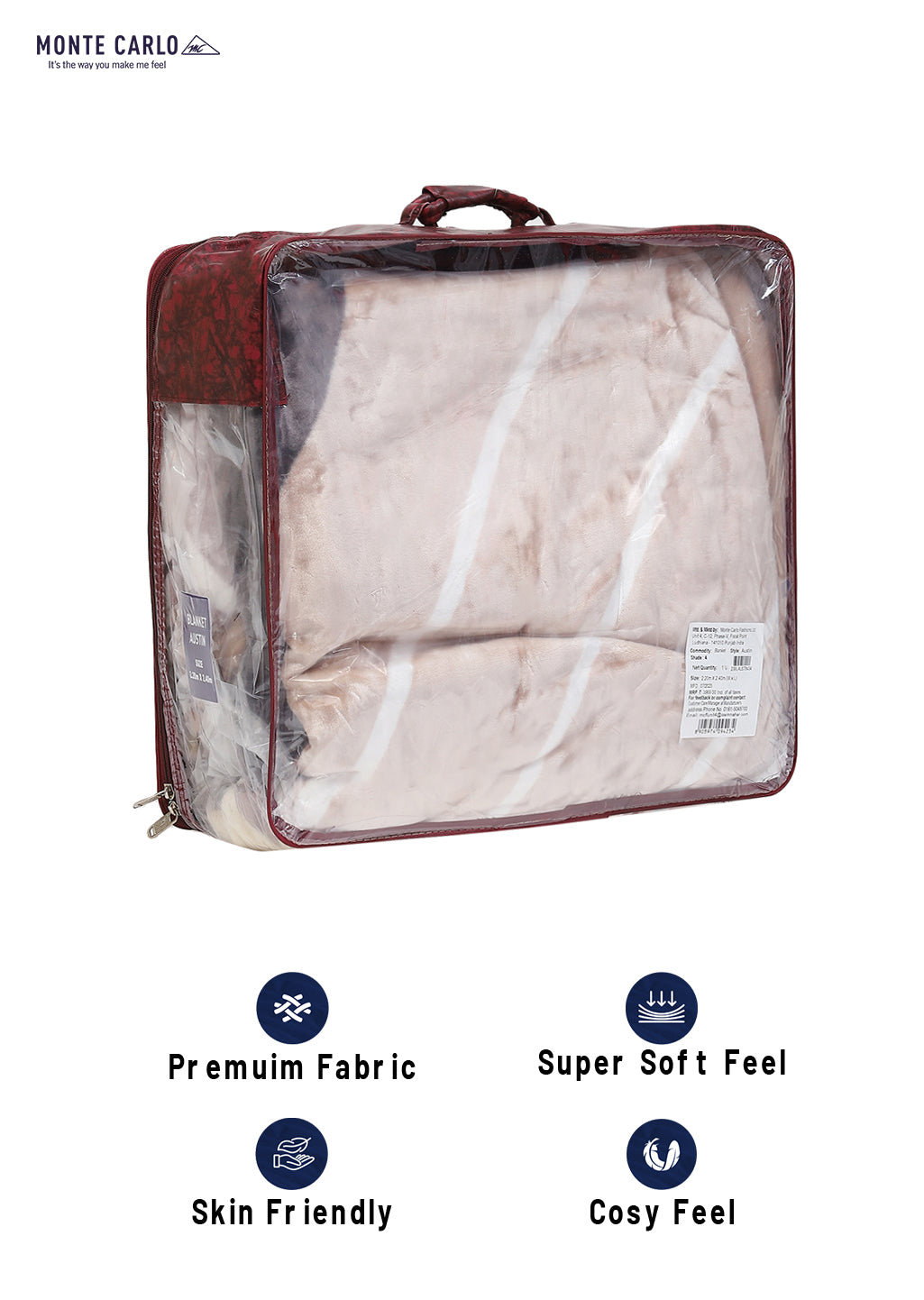 Printed Double Bed 795 GSM Blanket Austin 2 Ply (Weight 4.2 kg)