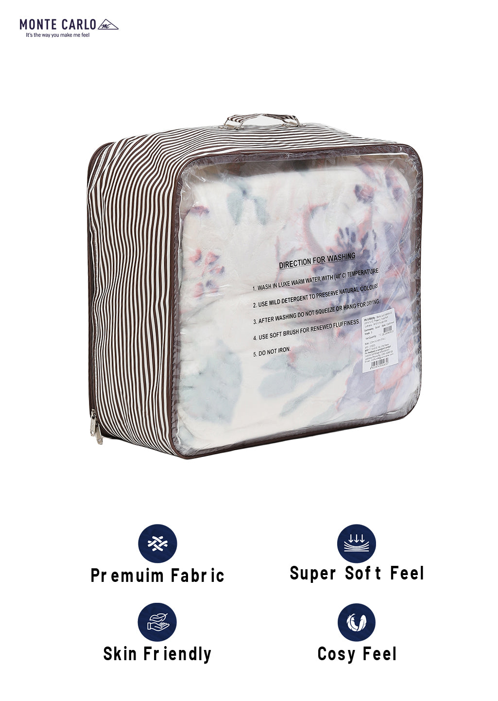 Printed Double Bed 795 GSM Blanket Cashmere 2 Ply (Weight 4.2 kg)