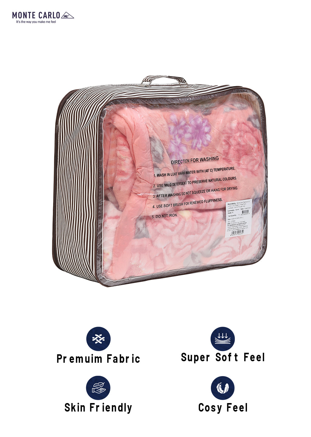 Printed Double Bed 795 GSM Blanket Cashmere 2 Ply (Weight 4.2 kg)