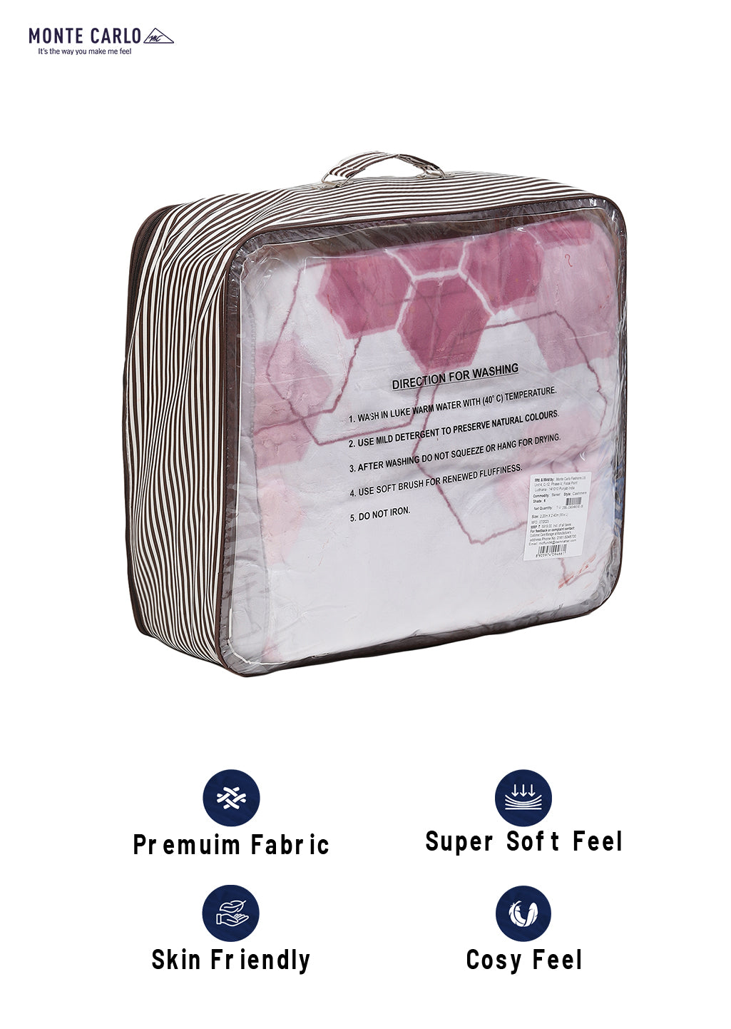 Printed Double Bed 795 GSM Blanket Cashmere 2 Ply (Weight 4.2 kg)