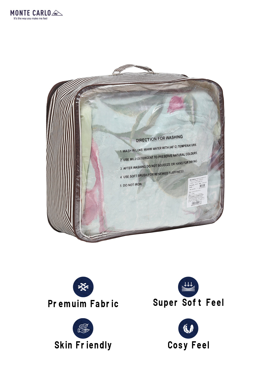 Printed Double Bed 795 GSM Blanket Cashmere 2 Ply (Weight 4.2 kg)