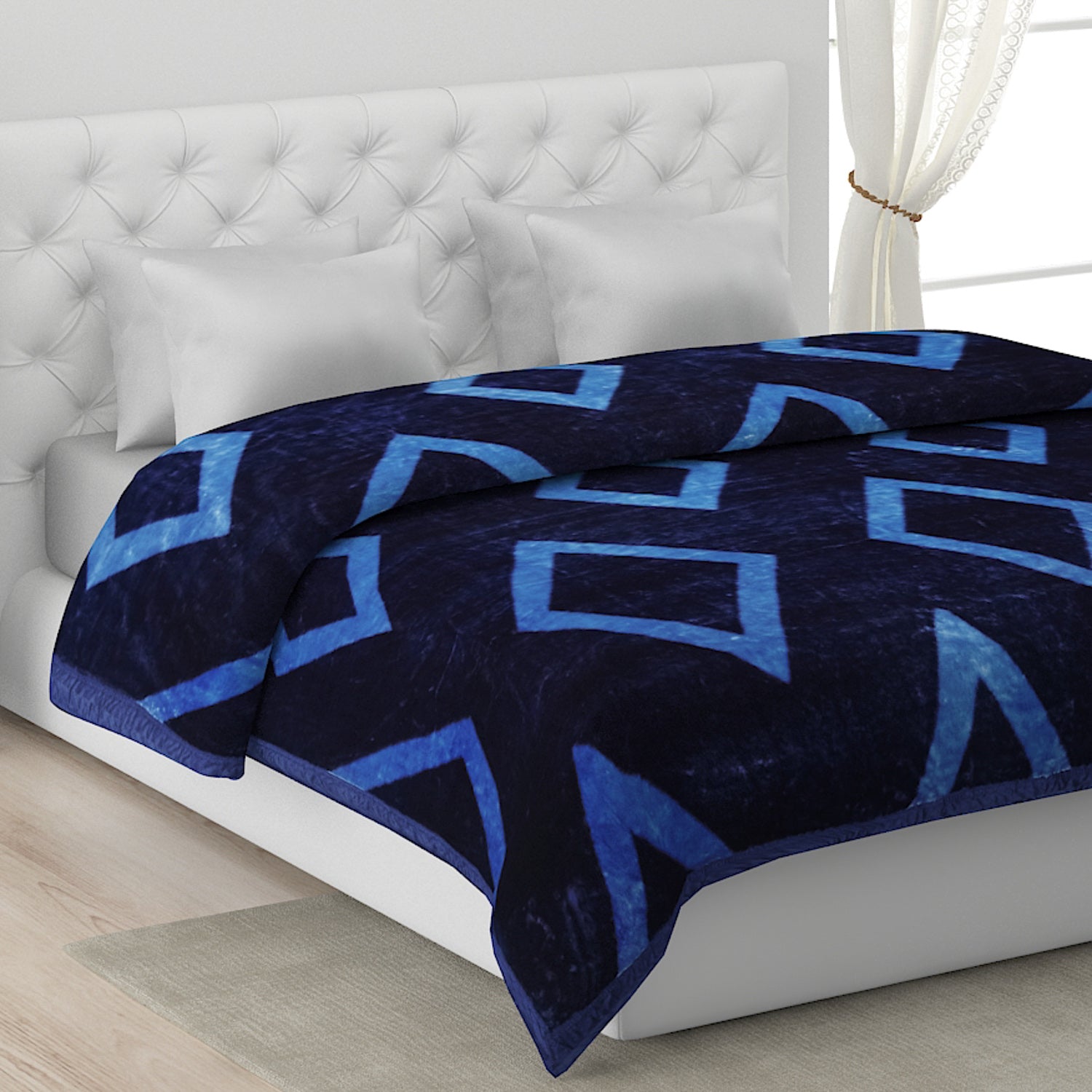Printed Double Bed Blanket for Mild Winter -1 Ply
