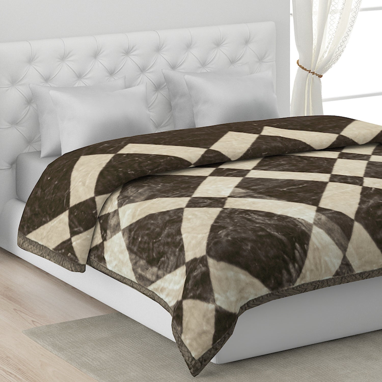 Printed Double Bed Blanket for Mild Winter -1 Ply