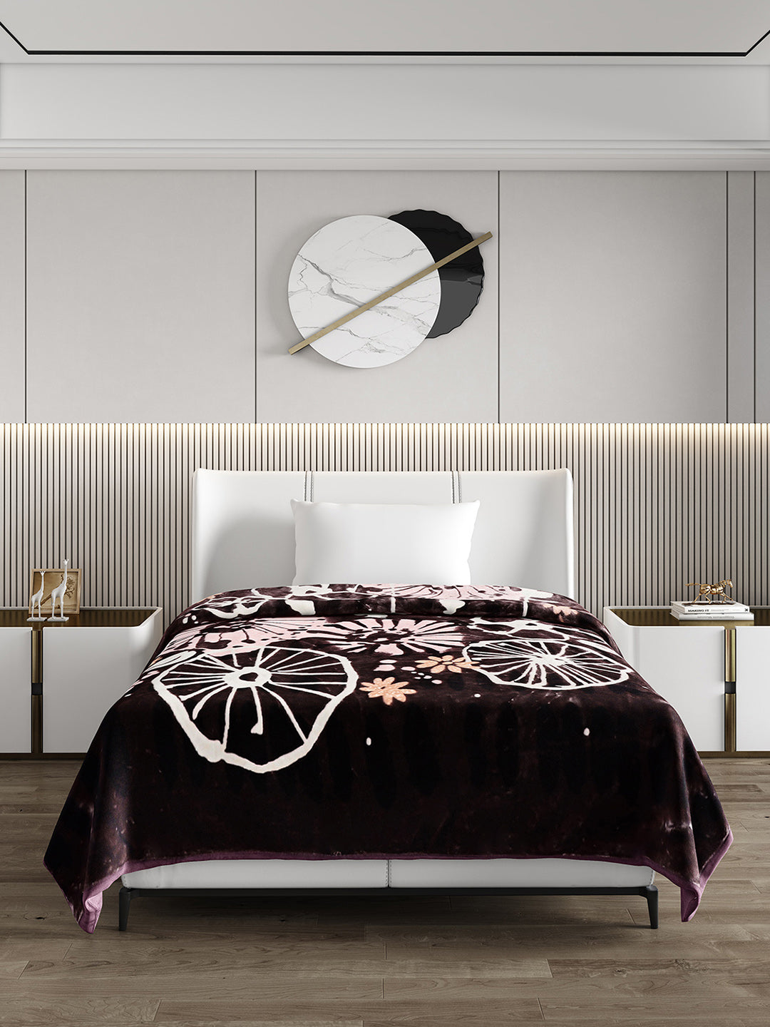 Printed Single Bed 852 GSM Blanket Allen 2 Ply (Weight 3 kg)