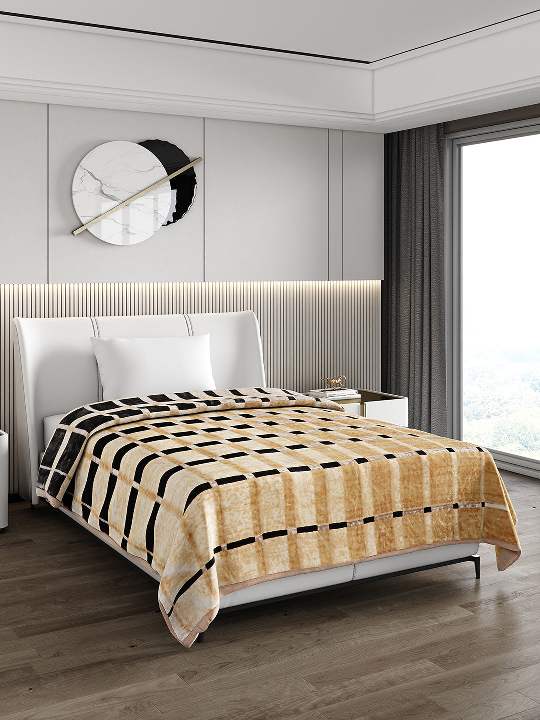 Printed Single Bed 852 GSM Blanket Allen 2 Ply (Weight 3 kg)