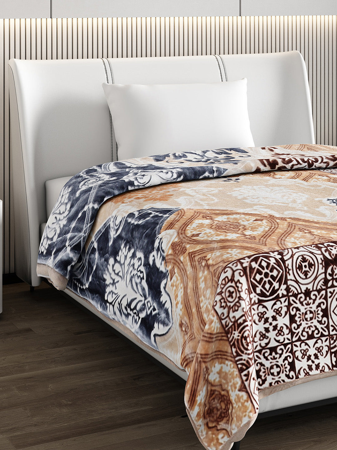 Printed Single Bed 852 GSM Blanket Allen 2 Ply (Weight 3 kg)