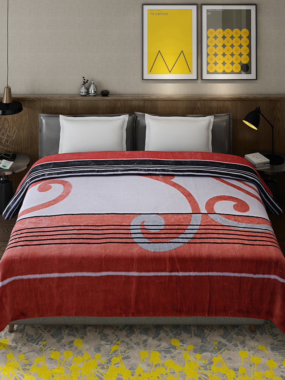 Printed Double Bed 947 GSM Blanket for Heavy Winter -1 Ply (Weight 5 kg)