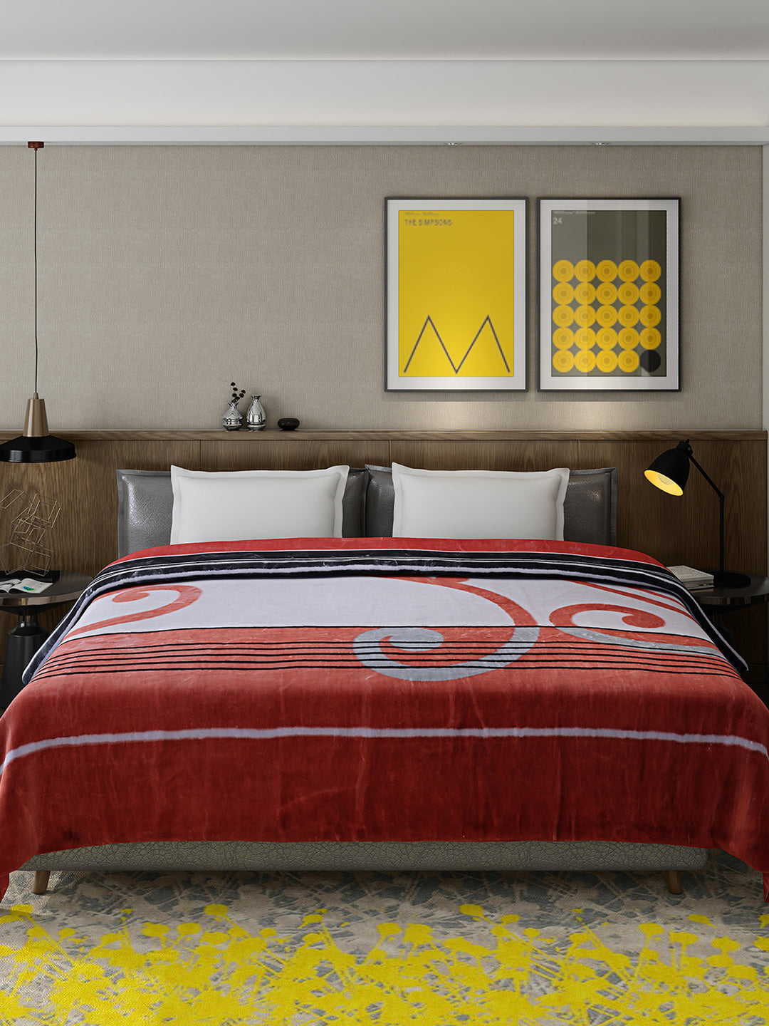 Printed Double Bed 947 GSM Blanket for Heavy Winter -1 Ply (Weight 5 kg)