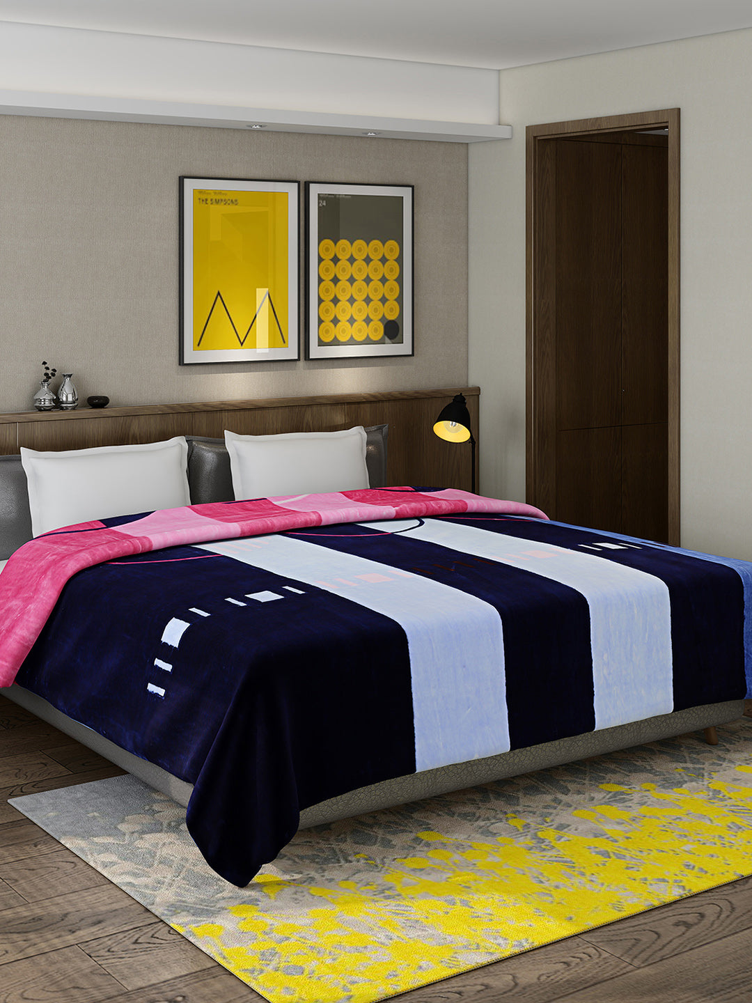Printed Double Bed 947 GSM Blanket for Heavy Winter -1 Ply (Weight 5 kg)