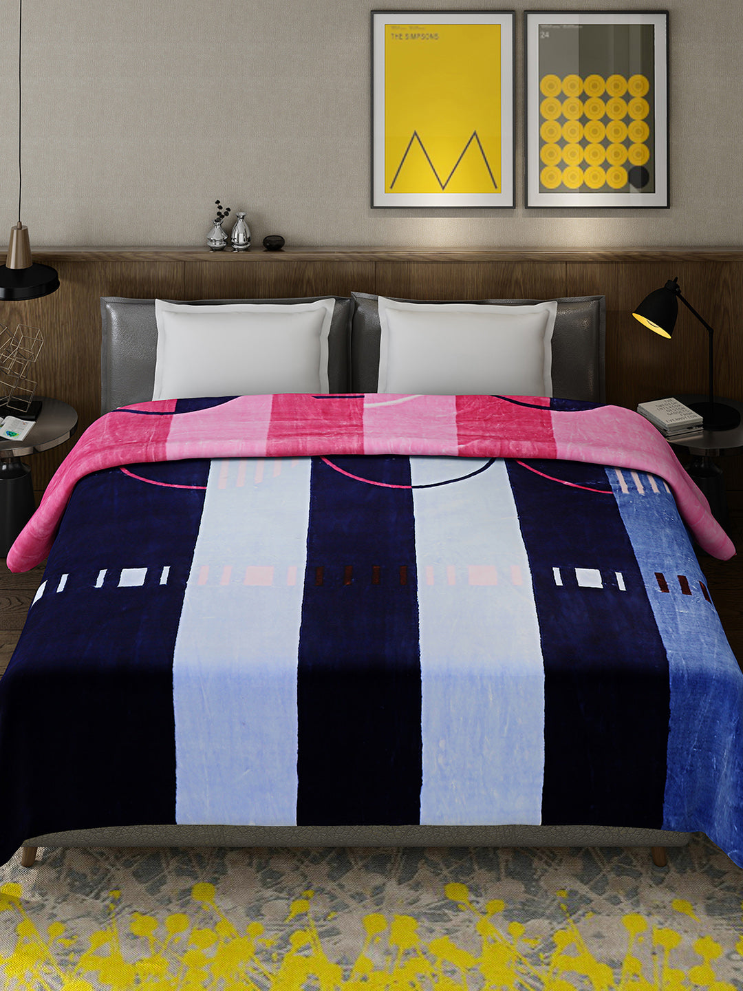 Printed Double Bed 947 GSM Blanket for Heavy Winter -1 Ply (Weight 5 kg)