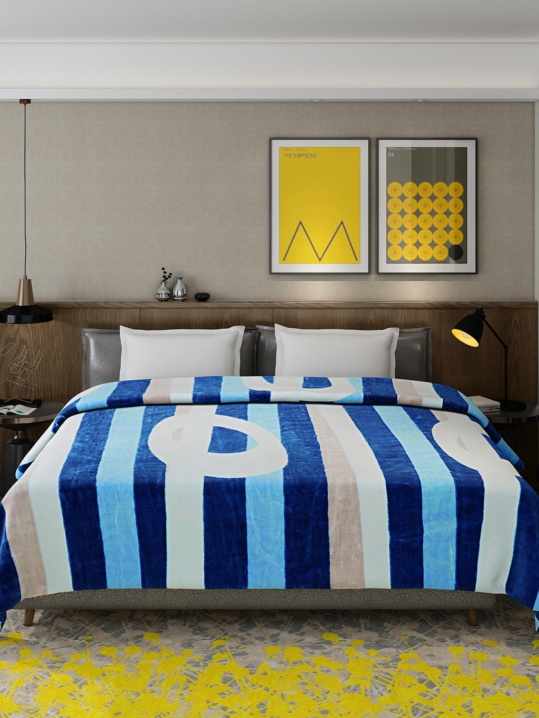 Printed Double Bed 947 GSM Blanket for Heavy Winter -1 Ply (Weight 5 kg)