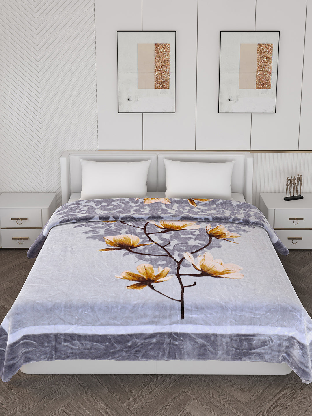 Printed Double Bed Blanket for Mild Winter -1 Ply